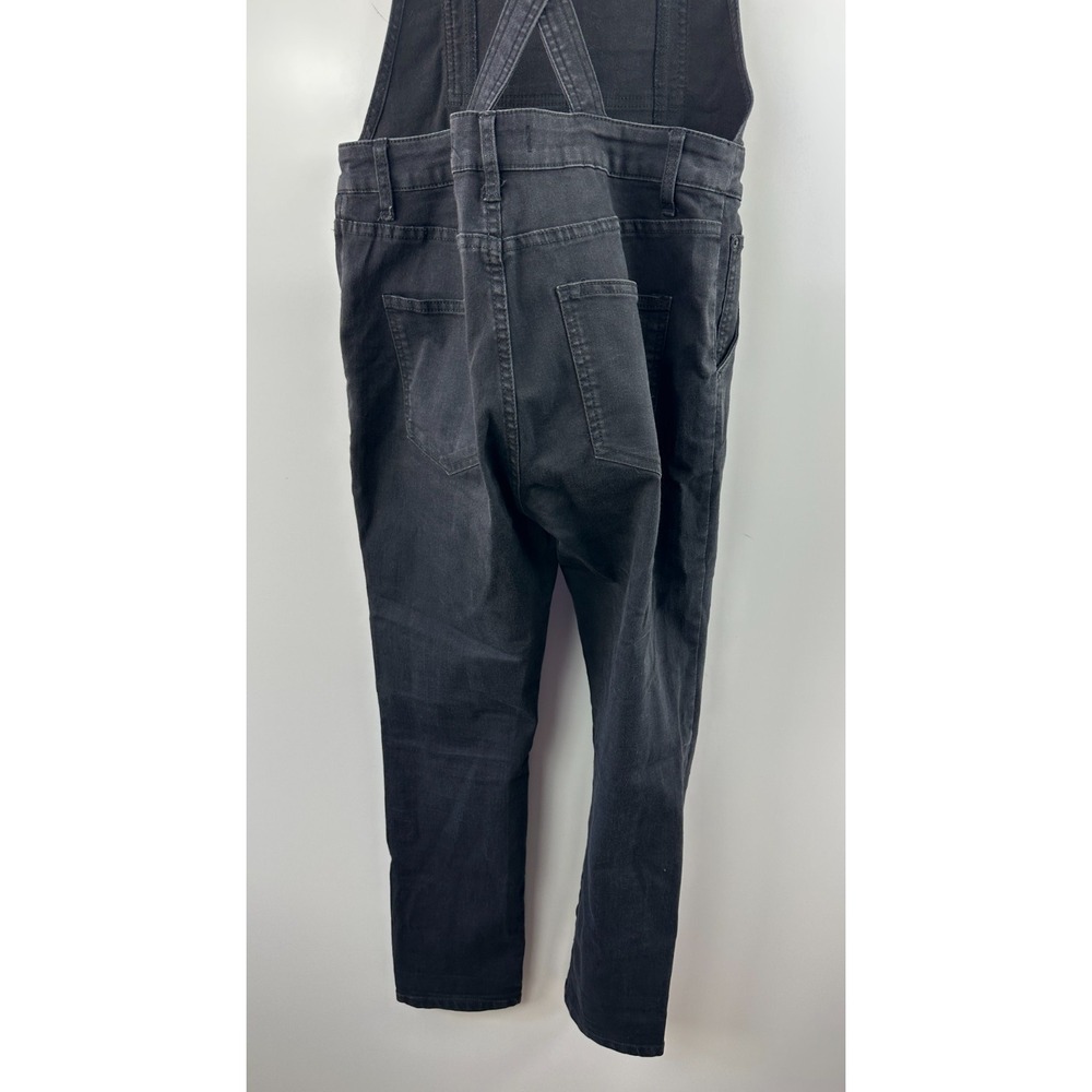 Free People Washed Black Denim Overalls One-Piece Size 28 Strappy Faded Pockets - Picture 14 of 16